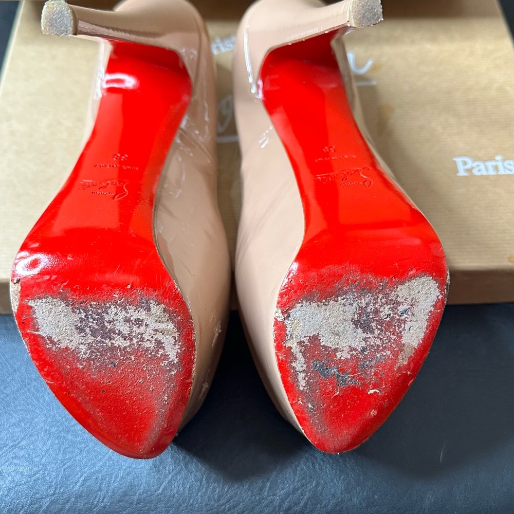 CHRISTIAN LOUBOUTIN |  ‘Highness’ Nude Patent Calf Stilettos - Picture 7 of 11